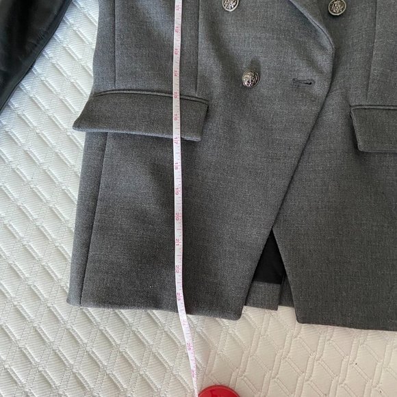 Generation Love Enzo Blazer with Leather Arms and Grey Wool Body. Sz XS EUC - Picture 10 of 16